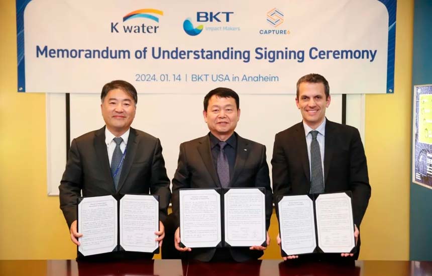 K-water, BKT, and Capture6 announce their strategic partnership to remove CO₂ while recovering freshwater and minimizing brine discharge in South Korea K-water, BKT, and Capture6 announce their strategic partnership to remove CO₂ while recovering freshwater and minimizing brine discharge in South Korea